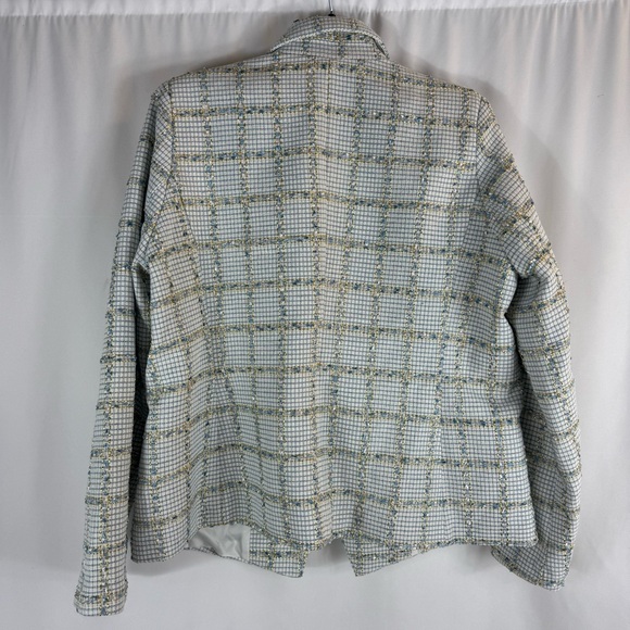 Rachel Zoe tweed blazer size: XL white and blue color With Gold Button - Picture 9 of 13